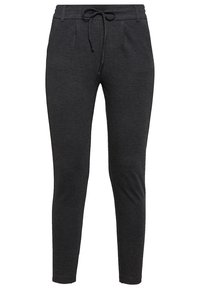 Donkergrijze, taps toelopende sweatpants met een trekkoord in de taille, twee zijzakken en een zachte, gestructureerde stof. Ideaal voor casual wear.