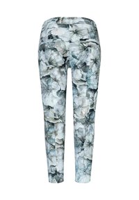 Blommönstrade leggings i blå och grå nyanser, med hög elastisk midja och ett mjukt, stretchigt tyg för komfort.