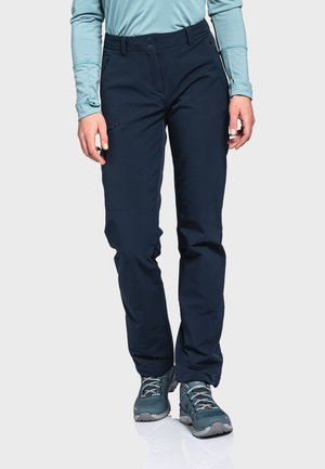 Marineblaue, wasserabweisende Outdoor-Hosen mit geradem Schnitt. Mit Reißverschlusstaschen und einem knöpfbaren Bund für einen sicheren Sitz.