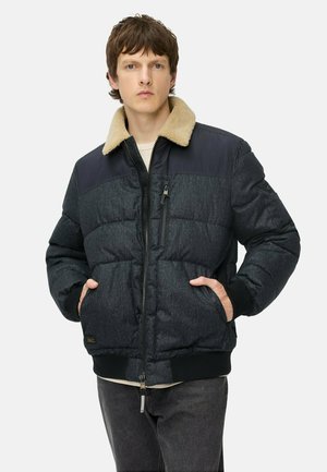 MIT ABNEHMBAREM KRAGEN - Winterjas - dark navy melange