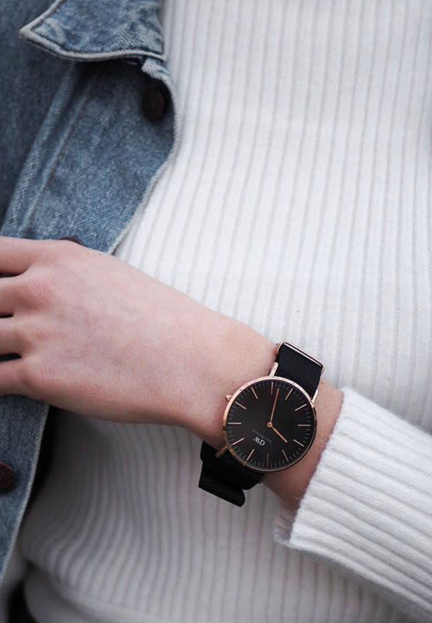 Cinturino NATO Daniel Wellington Classic Cornwall - Nero/Oro Rosato 20mm Per Orologi Uomo