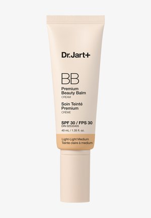 Dr.Jart+ BB Premium Beauty Balm crèmetube met SPF 30, 40 ml, kleur Licht-Licht Medium, beige verpakking met zwarte tekst.