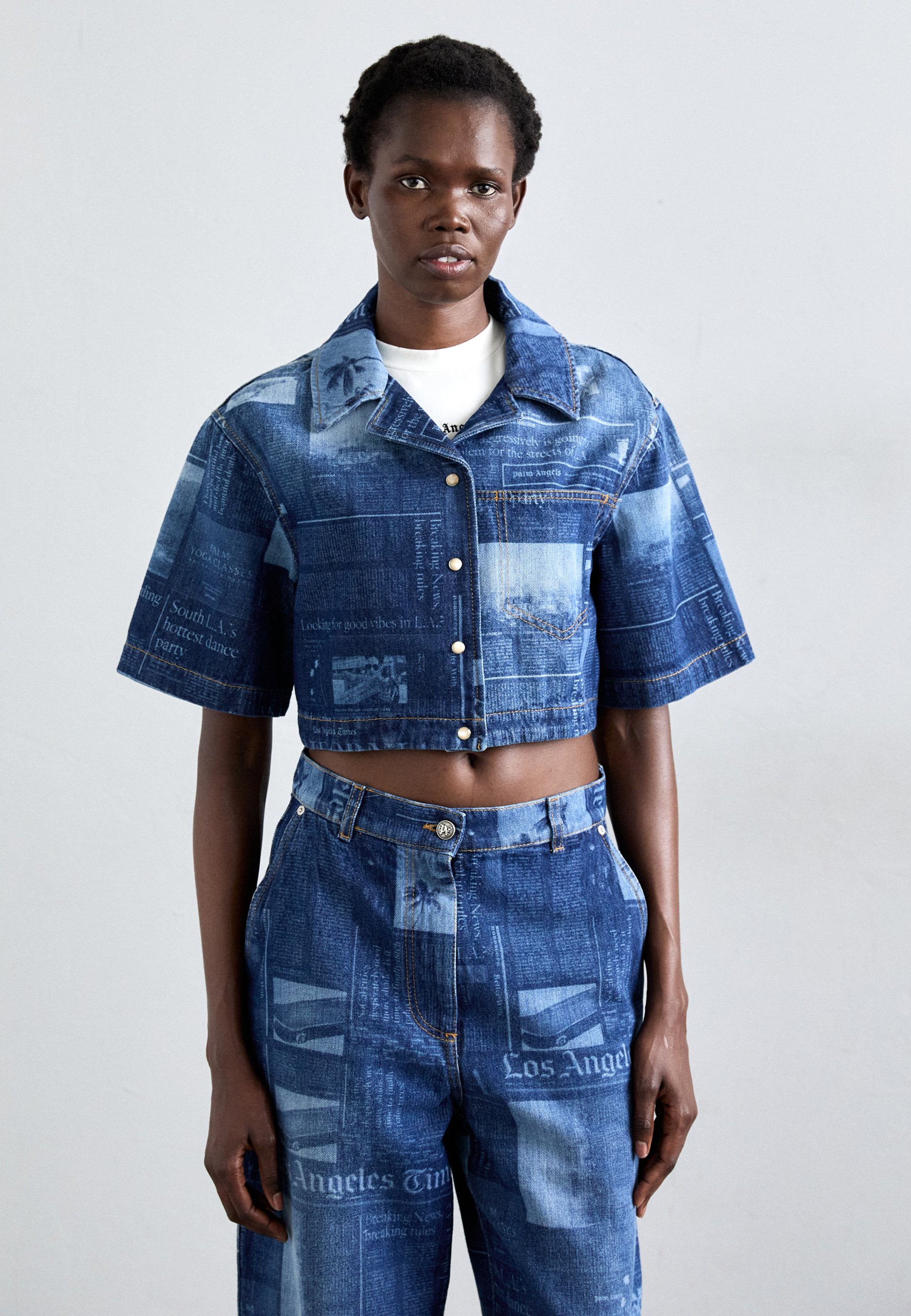 ジャケット PALM ANGELS Woman Jacket Blue PWEN030F23FAB001 4676 Palm Angels Outlet: Jacket woman - Blue | Palm Angels jacket