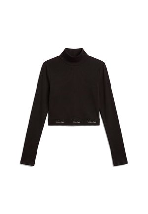 Calvin Klein Jeans, CROP LOGO TNECK - Μπλούζα με μακριά μανίκια - black