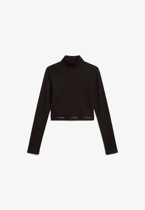 Calvin Klein Jeans, CROP LOGO TNECK - Μπλούζα με μακριά μανίκια - black