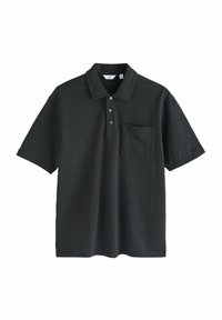 REGULAR FIT - HEAVYWEIGHT BUTTON NECK - Polo majica - black