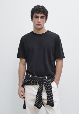 Massimo Dutti SHORT SLEEVE WITH ROUND NECK - T-shirt basique - dark blue