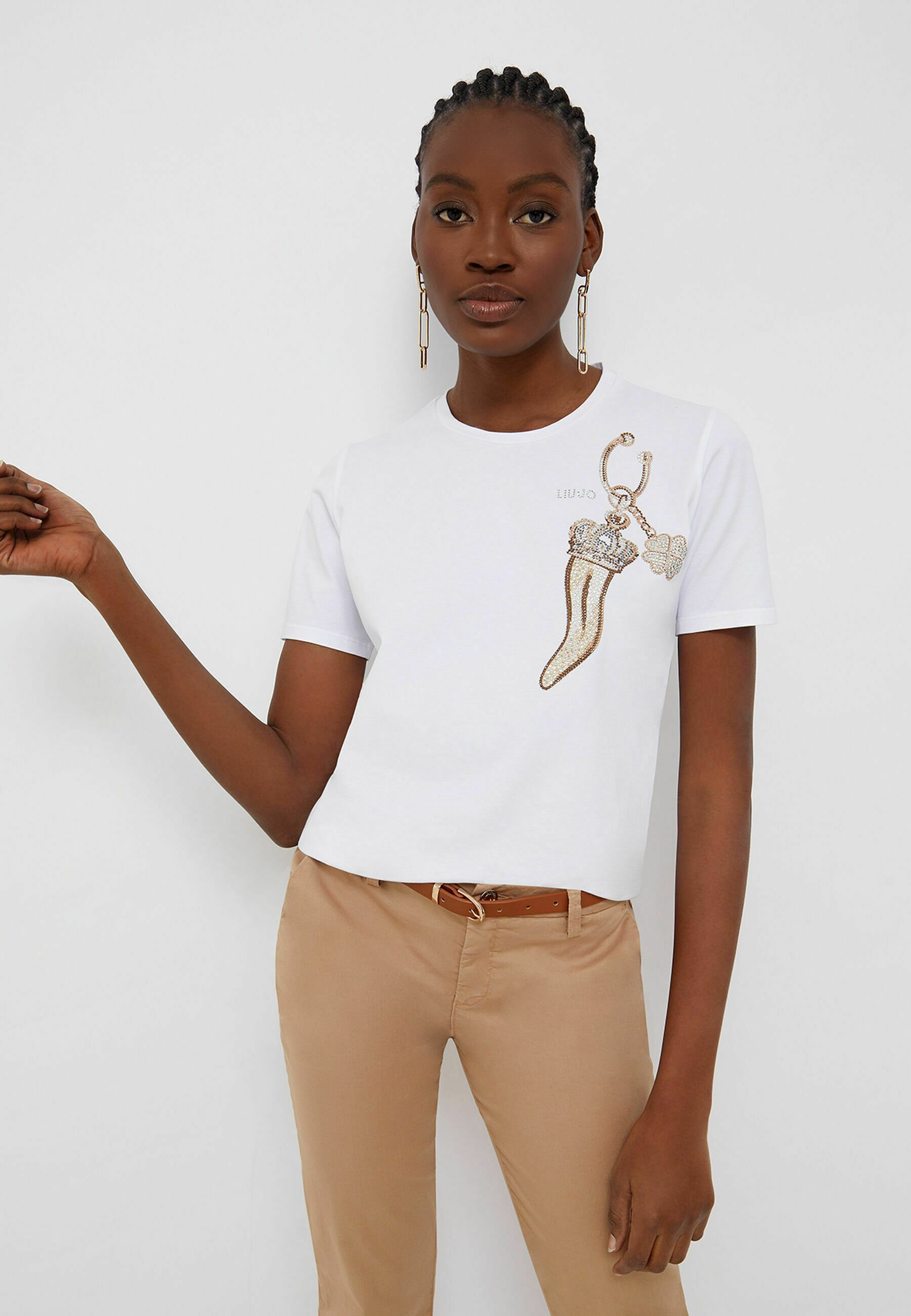 LIU JO APPLIQUÉS - T-shirt con stampa - white/bianco - Zalando.it