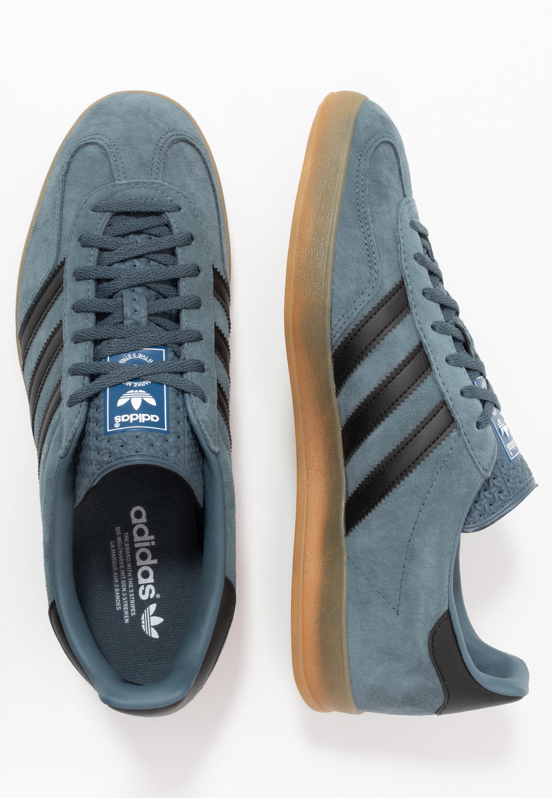 adidas black and blue gazelle indoor trainers