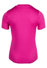 Korte mouwen T-shirt in felroze, gemaakt van gladde stof, met een ronde halslijn en een aansluitend ontwerp. Geen zichtbare patronen of accenten.