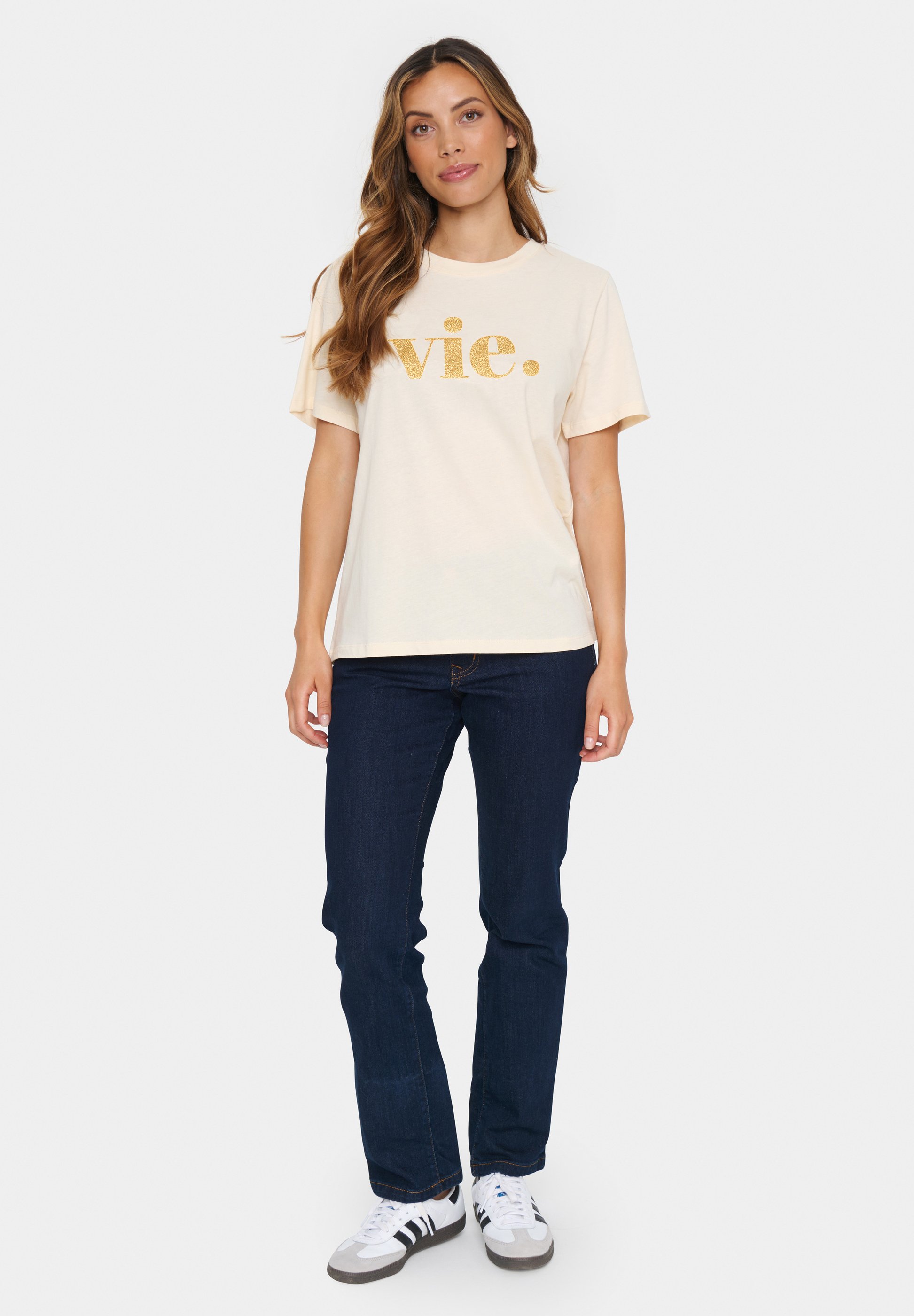 Saint Tropez ZIVINASZ - Print T-shirt - pearled ivory asti/off