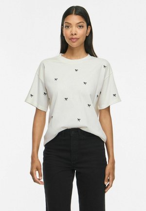 VILA, SHORT-SLEEVED T-SHIRT VIMONIE ROUND NECK - T-shirt imprimé - snow white