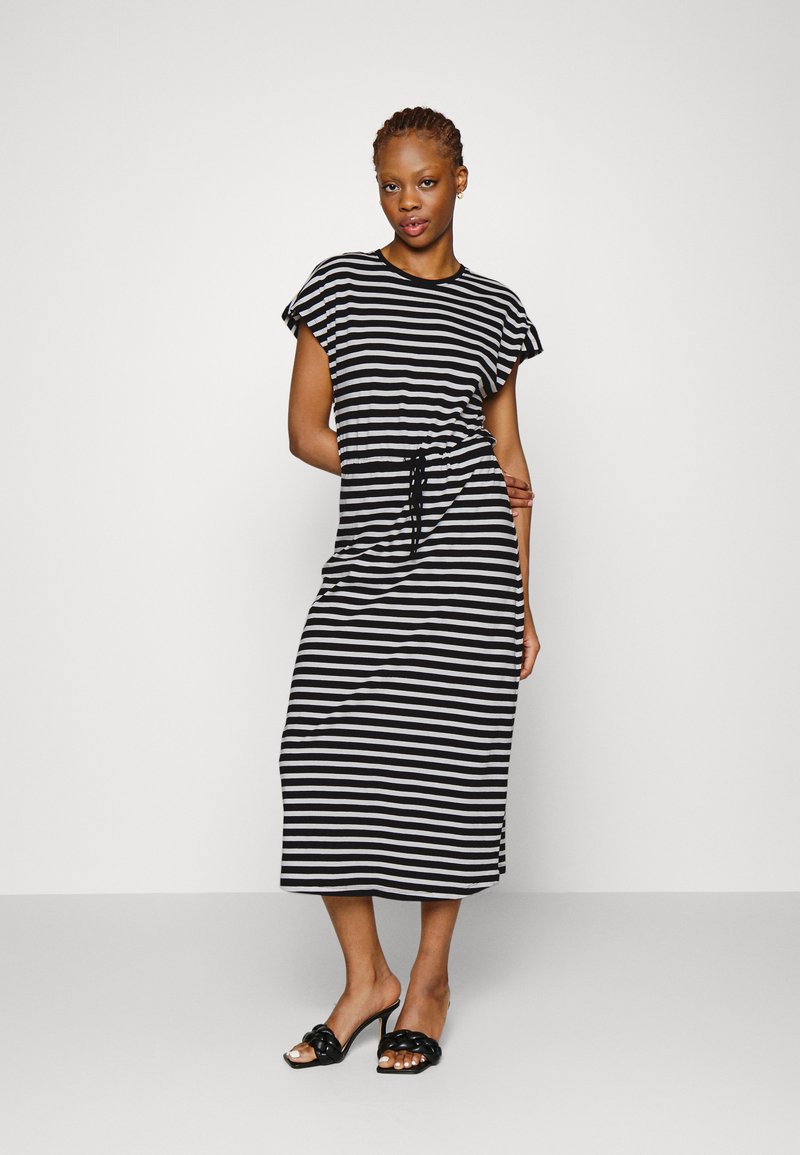 ONLY ONLMAY MIDI DRESS BOX Jersey dress black/cloud dancer/black