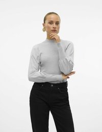 Vero Moda VMHOLLYKARISPUFF HIGHNK GA BOO - Strickpullover - light grey melange