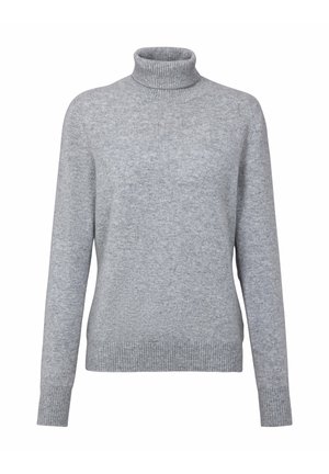 Grijze coltrui van zacht gebreid materiaal, met geribbelde boorden en zoom, in een ontspannen pasvorm en met een gladde textuur.