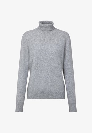 Grijze coltrui van zacht gebreid materiaal, met geribbelde boorden en zoom, in een ontspannen pasvorm en met een gladde textuur.