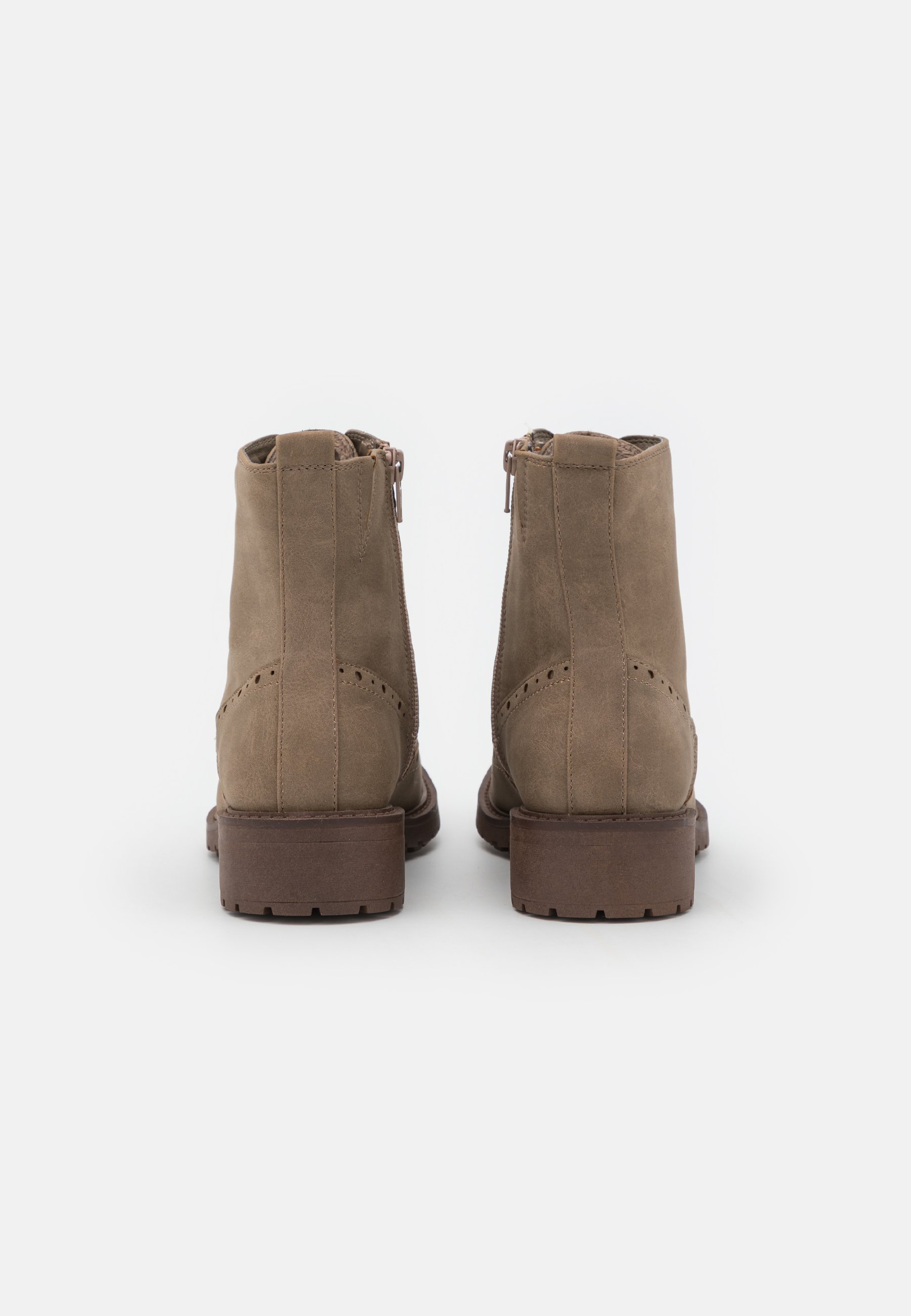 Botines beige con cordones y hebilla - Botas de Mujer