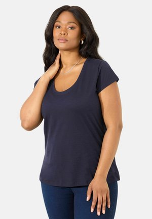 SCOOP NECK - T-paita - navy