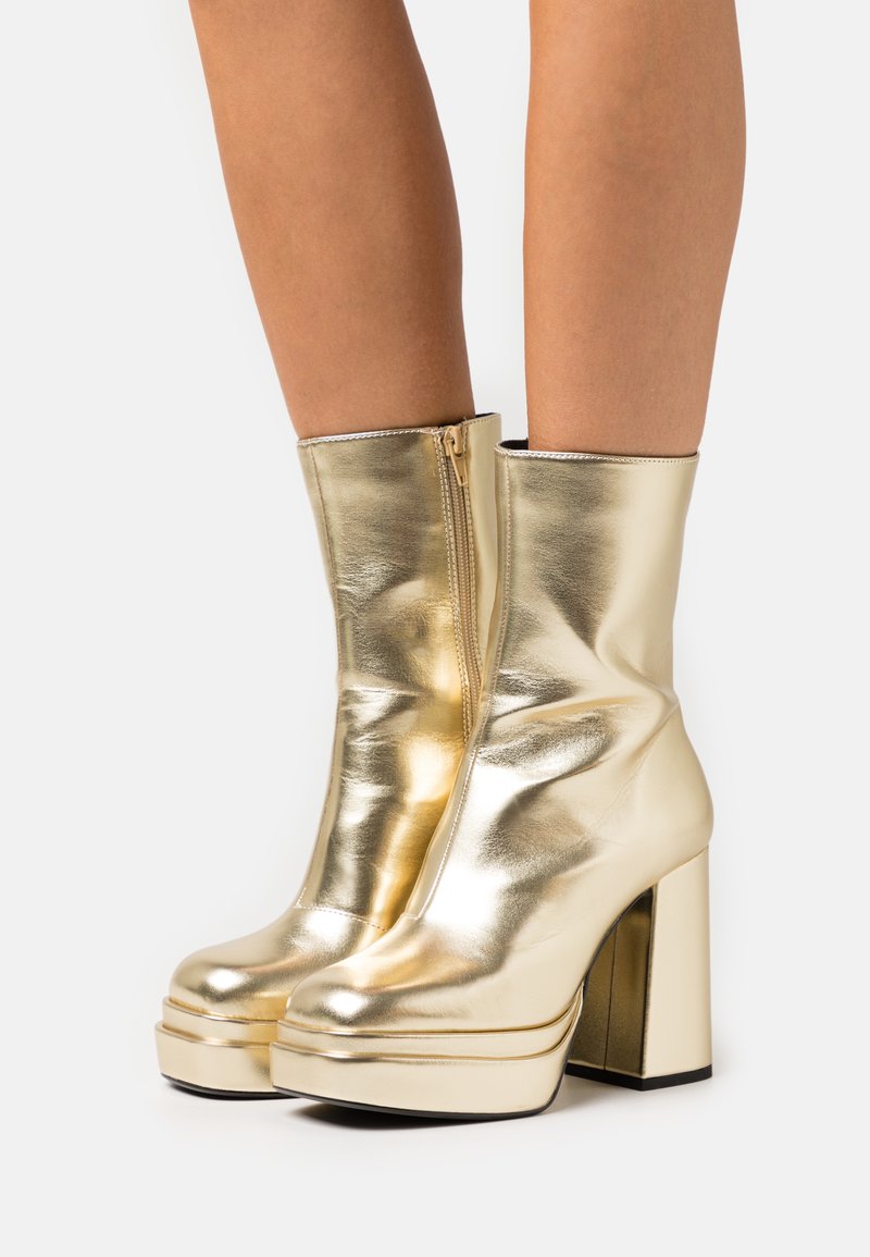 Buffalo MAY ZIP BOOT MID High heeled ankle boots gold/goldcoloured