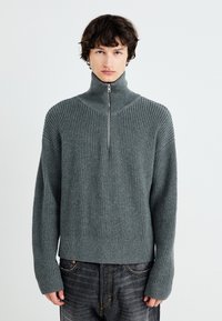 Weekday BLEND HALF ZIP TURTLENECK  - Strikkegenser - dark grey