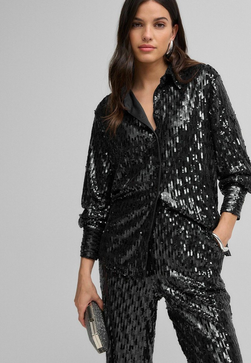 Next SEQUIN BUTTON UP TALL REGULAR FIT - Blúzka so zapínaním na gombíky - navy
