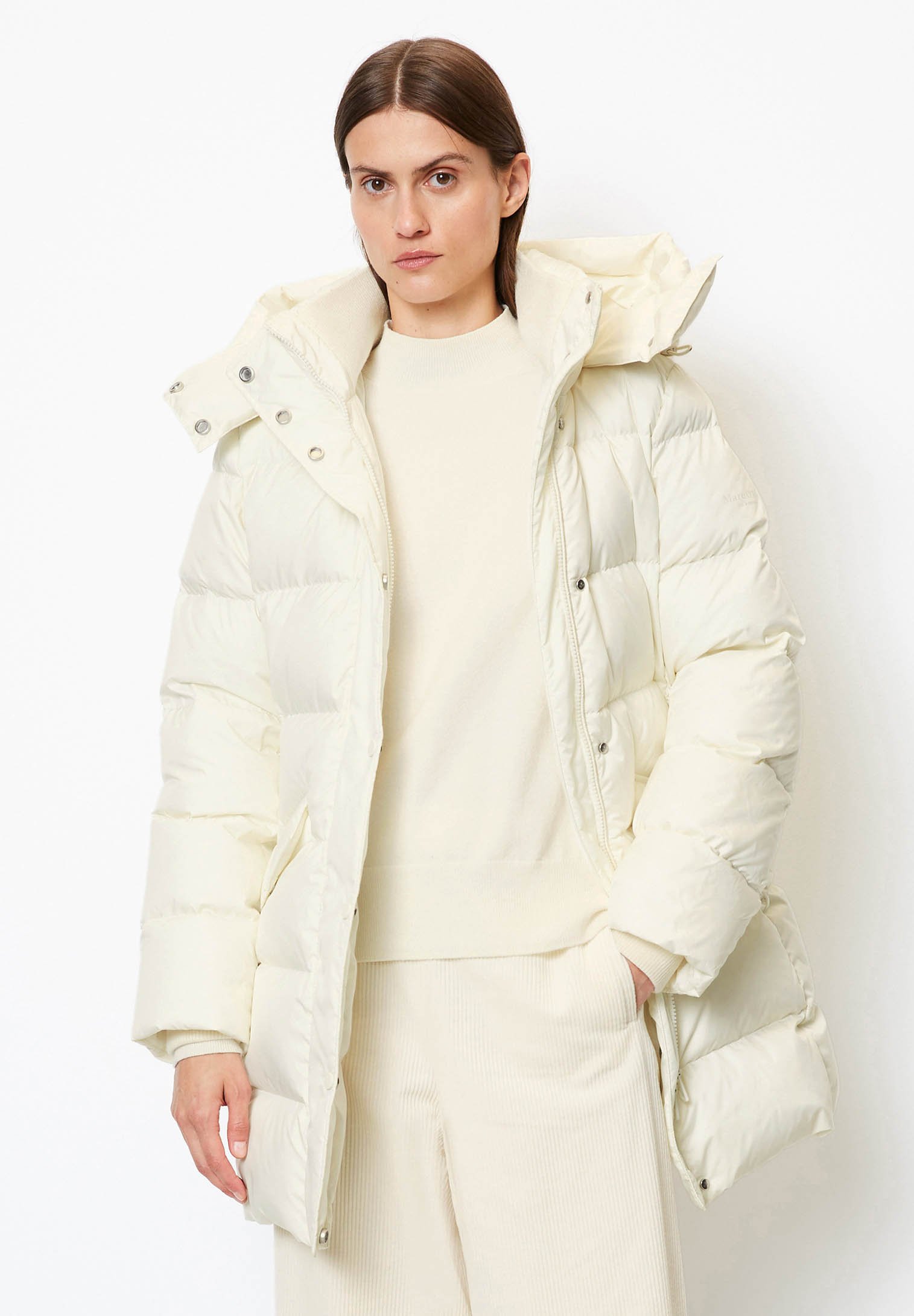 white polo bubble coat