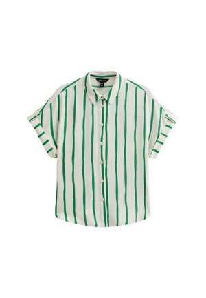 New Look STRIPED SHORT SLEEVE - Button-down blouse - green pattern