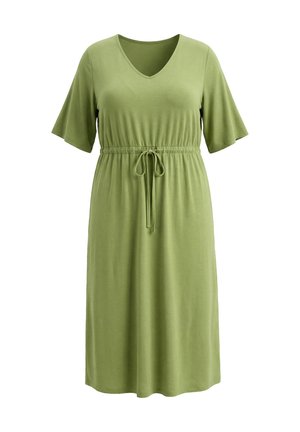 Ulla Popken, MAXIKLEID, A-LINIE, V-AUSSCHNITT, HALBARM - Jerseykjole - grass green