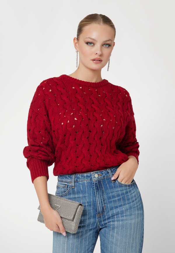 LS CREW - Strickpullover - dunkelrot