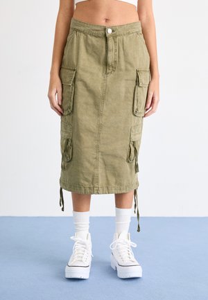 MULTIPOCKET SKIRT - Džinsinis sijonas - olive