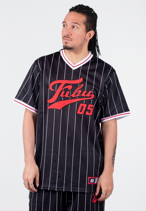 Maglietta Sportiva FUBU Corporate Grad - Stile Varsity Mesh, Scollo A V, Maniche Corte, 100% Poliestere