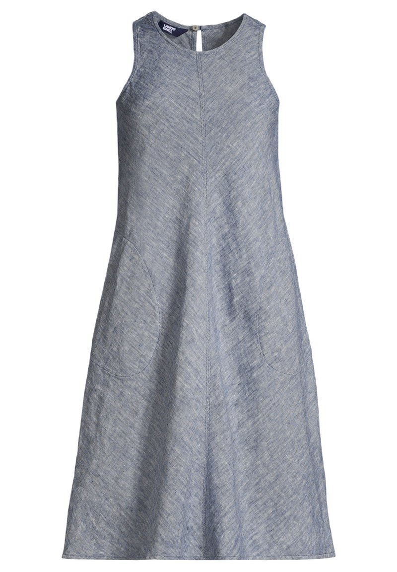 linen puff sleeve dress Square Neck Puff Sleeve Linen Midi Dress main image 1