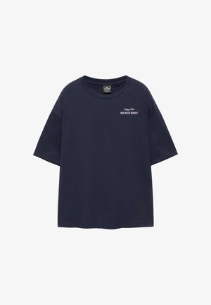 PULL&BEAR, RELAXED-FIT PREPPY PLACE GRAPHIC - T-SHIRT - T-shirt imprimé - dark blue