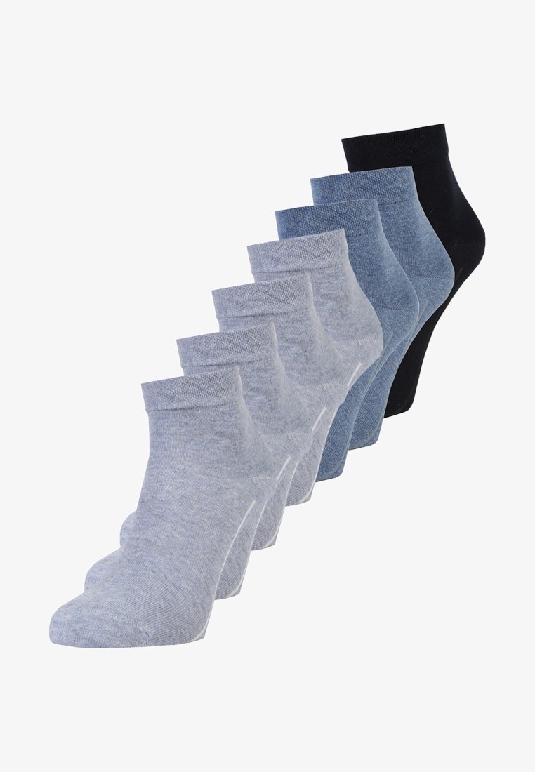 Hall sockside komplekt hallides, helesinistes, tumesinistes ja mustades toonides. Puuvillane segu, sile tekstuur, tugevdatud varrukatega kindla istuvuse tagamiseks.