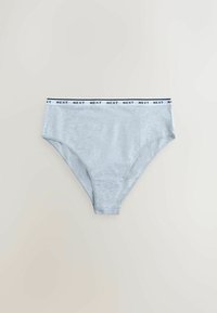 Light grey cotton underwear with a soft texture. Features a white elastic waistband with “NEXT” printed in black. Simple, classic design.