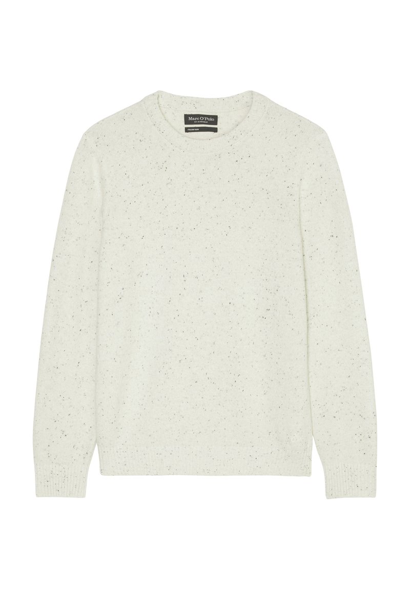 Helle Sweatshirt mit Rundhalsausschnitt, aus strukturiertem Stoff mit dezenten Sprenkeln. Die Bündchen und der Saum sind gerippt.
