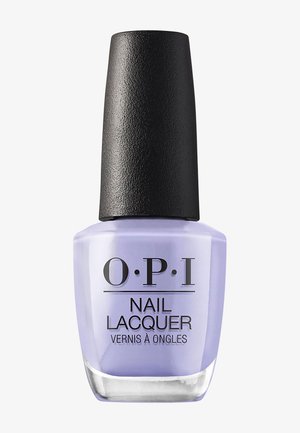 Flasche OPI Nagellack in Pastell-Lavendel mit schwarzem, strukturiertem Deckel auf weißem Hintergrund.