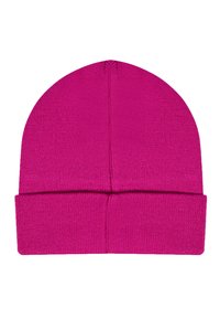 Fuksjowa dziana czapka z podwinięciem, bezszwowym wierzchem i miękką teksturą. Zaprojektowana z myślą o ciepłe i komforcie.
