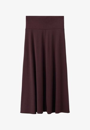 Bordo midi krilo iz mehke tkanine z širokim elastičnim pasom. Ima tekoč dizajn, ki se rahlo oži proti robu krila.