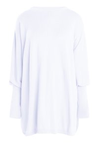 Witte, oversized trui met een zachte breistekstuur, lange mouwen en een losse pasvorm, met een wijde halslijn en een open rugontwerp.