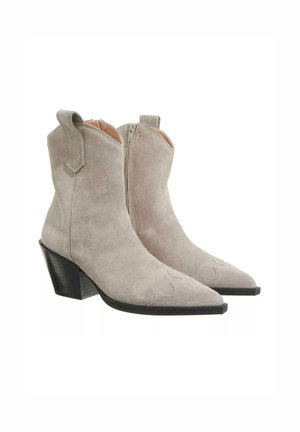 Cowboy/biker ankle boot - light gray