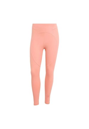 Leggings met hoge taille, volledige lengte, perzikkleurig met subtiele naaddetails en een klein logo bij de enkel.
