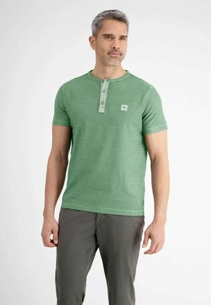 HENLEY MIT SERAFINOKRAGEN - T-Shirt print - grün