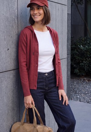 Cecil, LANGARM CARDIGAN MIT KAPUZE - Gilet - rhubarb melange