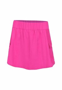 Helles pinkes Sportrock mit elastischem Bund und seitlichem Schlitzdetail, entworfen für aktive Nutzung.