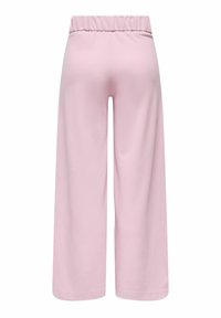 Light pink wide-leg pants made of soft fabric, featuring an elastic waistband and no visible patterns or accents.