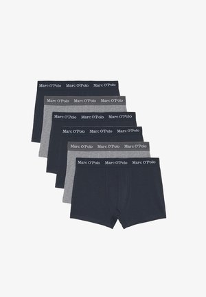 Heren boxer shorts in marineblauw, donkergrijs en lichtgrijs. Elastische taillebanden met het logo van "Marc O'Polo". Zacht katoen materiaal, aansluitend ontwerp.