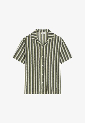 FRILIVIN, CHEMISE RAYÉE COL CUBAIN - Chemise - vert kaki