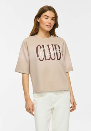 VILA, SHORT SLEEVED TOP VILOANA ROUND NECK - T-shirt imprimé - feather gray