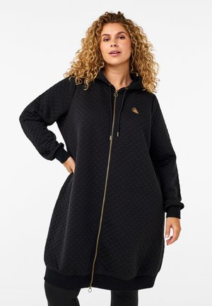 Active by Zizzi LANGE GESTEPPTE SPORT MIT REISSVERSCHLUSS - Užtrauktuku užsegamas treningas - black